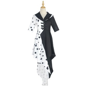 Nueva moda para mujeres adultas 101 Dálmatas <span class=keywords><strong>Cruella</strong></span> De Vil Cosplay conjunto incluye <span class=keywords><strong>vestido</strong></span> blanco negro faldas peluca para Halloween - Product Image 2