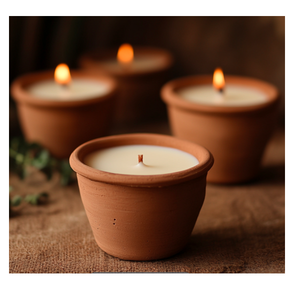 Élégant porte-bougie en terre cuite fait main, décoration rustique en argile pour Noël, idéal pour salle à manger, cheminée, salon, centre de table - Product Image 6