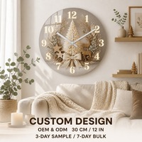 Reloj de Pared de Vidrio de 12 Pulgadas con Diseño de Pavo de Acción de Gracias, Personalizable, OEM, ODM, Directo de Fábrica, Decoración para el Hogar