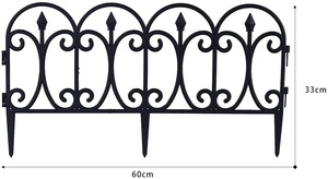 Black Resin <b>Plastic</b> Wrought Iron Decorative Lawn Landscape Panels Effect Garden Border Fence for Lawns Flower Beds - Product Image 2