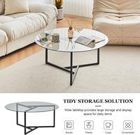 Table basse en verre trempé TUKAILAi, style moderne minimaliste, structure en métal, meubles de salon, chambre à coucher, bureau (verre transparent), Chine