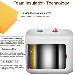 Calentador de almacenamiento de agua de tanque de 1500W para uso en el hogar, Hotel, carcasa ABS con elemento calefactor de acero 304, protección contra sobretemperatura, 100% eléctrico - Product Image 6
