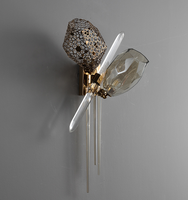 Haut de gamme moderne intérieur G9 lustre luminaires Art Cristal laiton verre applique murale chambre décor Murano verre applique