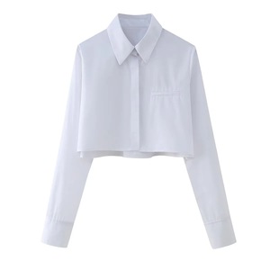 HANO kemeja kantor Formal bergaris lengan panjang kustom desain kaus Crop top wanita kotak blus elegan - Product Image 5
