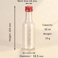 Logo personnalisé, bouteille de vin miniature en PET de 50 ml avec bouchon en aluminium pour alcool, vin, liqueur, jus, bière, champagne, soda et whisky