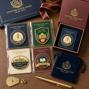 Ensemble de badges en métal émaillé personnalisés pour anniversaire scolaire et remise de diplôme, en alliage de zinc plaqué or, forme irrégulière, thème traditionnel - Product Image 3