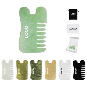 Altri Prodotti per la Cura della Pelle (Novità) Pettine Raschiante in Vera Giada per la Cura dei Capelli, Pettine Gua Sha a Forma di <span class=keywords><strong>U</strong></span>, Pietra Gua Sha per il Raschiamento del Cuoio Capelluto - Product Image 1