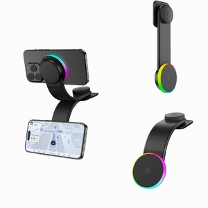 <span class=keywords><strong>Cargador</strong></span> inalámbrico de coche ajustable de 15W con luz rítmica para <span class=keywords><strong>Samsung</strong></span>, tablero de succión magnética CE FCC, productos innovadores - Product Image 1