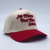 Gorra de béisbol de algodón de alta calidad 2024, estilo de Marco en A de 5 paneles, logotipo bordado personalizado de dos tonos, patrón de letras en relieve 3D