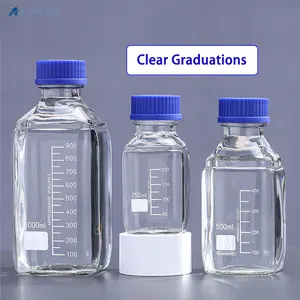 1000ml Laboratory Autoclavable GL45 Screw Top Glass Square Reagent Bottle With Graduations