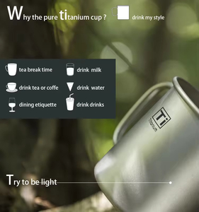 Tasses isothermes de luxe écologiques en titane à double paroi avec poignée pliable, pour camping, randonnée, bière, vin, avec couvercle, 450 ml, argent - Product Image 5