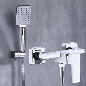 Design semplice doppio foro singolo manico bagno <span class=keywords><strong>vasca</strong></span> da bagno a vista rubinetto doccia Mixer <span class=keywords><strong>con</strong></span> soffione palmare - Product Image 2