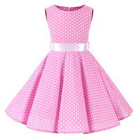Vestidos para Niñas Estilo Europeo y Americano, Falda con Estampado de Flores y Puntos, Vestidos Retro para Niñas, Ropa Infantil de Algodón