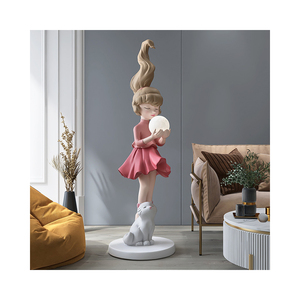 Figura <span class=keywords><strong>de</strong></span> Astronauta Niña con LED <span class=keywords><strong>Luna</strong></span>, Adorno <span class=keywords><strong>de</strong></span> Bienvenida para el Hogar, Escultura Espacial, Regalo para Inauguraciones <span class=keywords><strong>de</strong></span> Centros Comerciales y Hoteles - Product Image 1