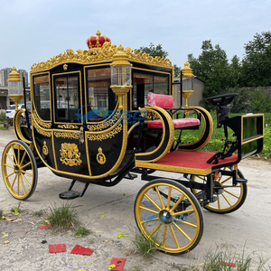 Nouvelle calèche royale noire et or classique, vente flash, calèche royale de luxe pour mariage et visites touristiques - Product Image 2
