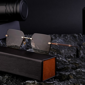 Lunettes de soleil carrées personnalisées à bords chanfreinés pour hommes, verres PC noirs, protection UV400, style Instagram, lunettes de mode - Product Image 2