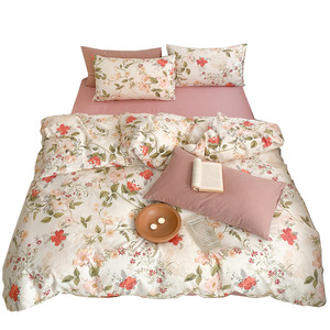 Monet Bộ đồ giường 3 món cỡ King Phong Cách sân vườn Bộ vỏ gối mềm mại thoáng khí vỏ chăn bông 100% in hoa thực vật - Product Image 6