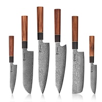 Couteau de cuisine multi-usages en acier Damas VG10 avec manche en bois, emballage cadeau