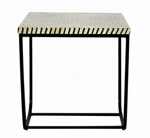Modern Bone Inlay Metal <b>Side</b> <b>Table</b> <b>Square</b> Accent End <b>Table</b> Handmade Contemporary Living Room Bedroom Decorative Furniture Design - Product Image 2