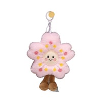 Nouveau Sakura fleur en peluche porte-clés visage souriant mignon rose moelleux suspendu ornement Kawaii soulagement du Stress peluche pour sacs sac à dos