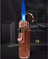 JOFI Blue Flame 3 Jet Pemantik Api Portabel Ramah Lingkungan Berbahan Paduan Seng Tahan Angin Isi Ulang Butana Desain Mewah Modern untuk Cerutu