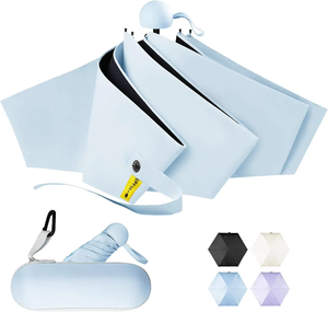 <span class=keywords><strong>Parapluie</strong></span> <span class=keywords><strong>de</strong></span> voyage <span class=keywords><strong>mini</strong></span> promotionnel en gros - Protection UV compacte format <span class=keywords><strong>poche</strong></span> avec cordon <span class=keywords><strong>de</strong></span> serrage rapide et étui pour hommes, femmes et enfants - Product Image 1