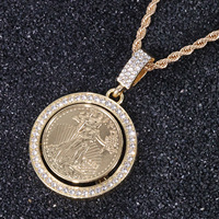 MC5-5-514 Collier pendentif dollar plaqué or, style hip-hop, avec cristaux glacés, pour homme, idéal pour cadeau ou soirée, nouvelle collection de bijoux