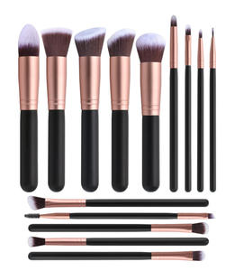 Brocha de maquillaje personalizada vegana <span class=keywords><strong>Kabuki</strong></span>, juego de brochas de maquillaje de etiqueta privada con pelo sintético, venta al por mayor, 14 uds, negro y plateado, alta - Product Image 6