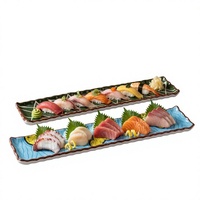 Plateau à sushi long de style japonais, assiette en mélamine nigiri, plat de service rectangulaire pour la restauration