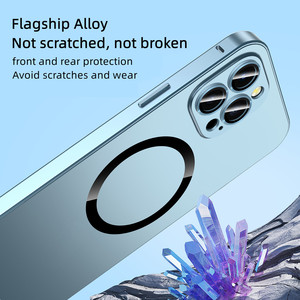 Cover in Colore Originale con Telaio in Lega di Alluminio e Lente in Vetro per <span class=keywords><strong>iPhone</strong></span> 12 13 14 15 Pro Max con Ricarica Wireless Magnetica - Product Image 2