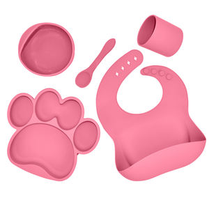 Juego completo de vajilla de 5 piezas Bear Paw Baby | Taza y utensilios de entrenamiento con Placa de succión de silicona de grado alimenticio respetuosos con el medio ambiente - Product Image 1