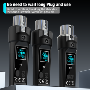 ชุดเครื่องส่งสัญญาณเสียงไร้สาย XLR ระดับมืออาชีพ 2.4G สำหรับไมโครโฟน มิกเซอร์ เครื่องดนตรี สายเคเบิล <span class=keywords><strong>แปลง</strong></span>สัญญาณได้โดยไม่ต้องใช้สาย - Product Image 4