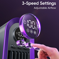 Ventilateur de bureau sans pales à LED avec minuterie, oscillation, design pliable, 3 vitesses, alimenté par batterie pour la maison, la voiture, l'extérieur, le camping-car
