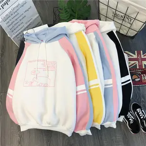 Women'sHoodiesNewデザイン韓国パーカー女性シンプラスベルベット厚手のセータールーズワイルドカラーマッチングスウェットシャツ