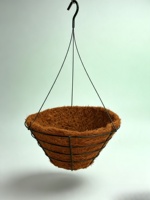 Panier suspendu en fil de ciment Carol Simple, support en fil droit, doublure en fibre de coco, style américain, pour plantes d'extérieur/intérieur