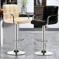 Tabouret de bar pivotant moderne 2026 avec accoudoirs et dossier, chaise de comptoir en métal pour les zones de réception et de caisse