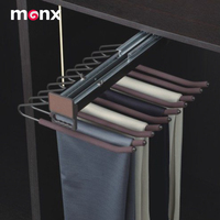Porte-pantalons multifonction en métal en forme de V, fermeture douce, coulissant, mural, organisateur de vêtements pour garde-robe