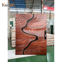 Porte d'entrée pivotante en bois massif sculpté en 3D pour villa de luxe, motif de sculpture artistique moderne personnalisé, porte d'entrée principale extérieure pour maison