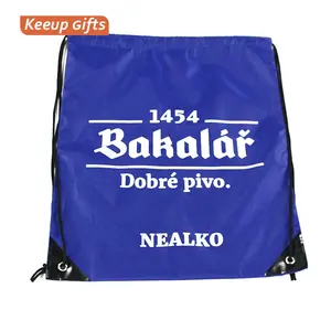 Promosyon su geçirmez sırt çantası spor toptan çamaşır beraberlik dize hediye keseleri polyester naylon özel İpli çanta ile logo