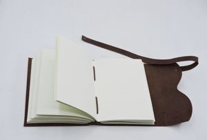 Customised <b>A5</b> Genuine Leather Notebook & Daily <b>Notepad</b> 120 Unlined Rustic Paper Pages with Touch Button Closure for Gifts - Product Image 4