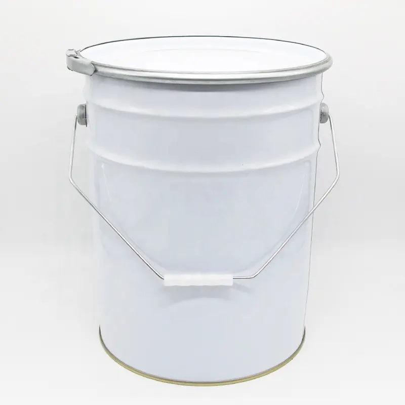 Groothandel Lock Ring Emmer 20 Liter Vat Drum Container Aangepaste Ronde Verf Metalen Tin Emmer Met Metalen Cap