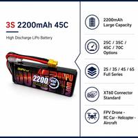Batterie LiPo 2200mAh 2S 3S 4S 6S avec options multi-cellules XT60 rechargeable pour drone FPV, voiture RC, camion, crawler, avion, bateau