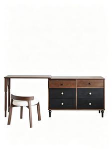 Premium 6-Drawer Two-Tone Dresser <b>Desk</b> Combo <b>Extendable</b> Vanity Set For Bedroom - Product Image 3