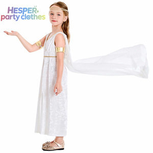 Soldes d'Halloween HESPER : Costume de Fille, Costume de Déesse Grecque, Déguisement d'Athéna pour Enfants, Longue Robe Blanche - Product Image 3