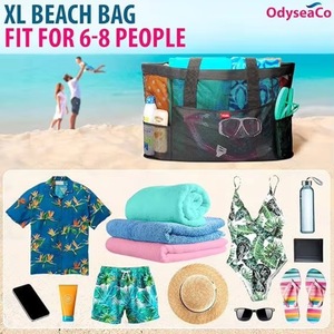 Sac fourre-tout personnalisable en polyester beige, recyclé, pour courses et plage, avec fermeture éclair, échantillon gratuit offert - Product Image 5