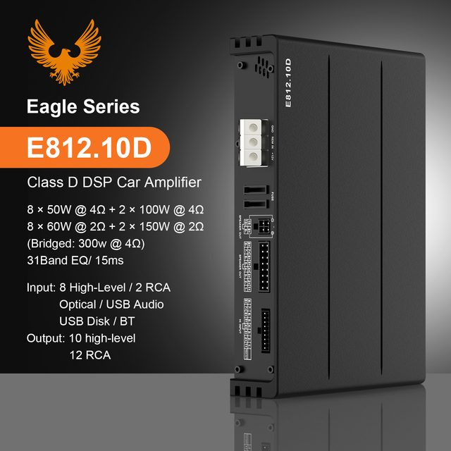 Audiowinner New Arrival Car Audio HiFi Class D 8-Channel Processor DSP Amplifier for LCD Remote Controller