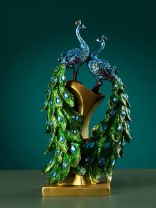 Ornement de meuble TV rétro européen Durable maison moderne décoration de cave à vin porche créatif Art populaire paon résine artisanat - Product Image 3