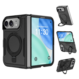 High-End Racket <b>Stand</b> For iPhone Duo Case Shockproof Foldable Silky Smooth Soft Matte Custom Magnetic Mobile Phone Case - Product Image 1