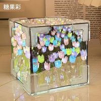 Veilleuse LED Décorative, Lampe de Table DIY Faite Main, Miroir Fleurs Chambre Anniversaire Tulipe, Petite Lampe de Bureau Veilleuse 90