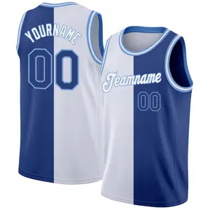 Low MOQ customized club basketball jersey & customized school team embroidered double color net basketball jersey